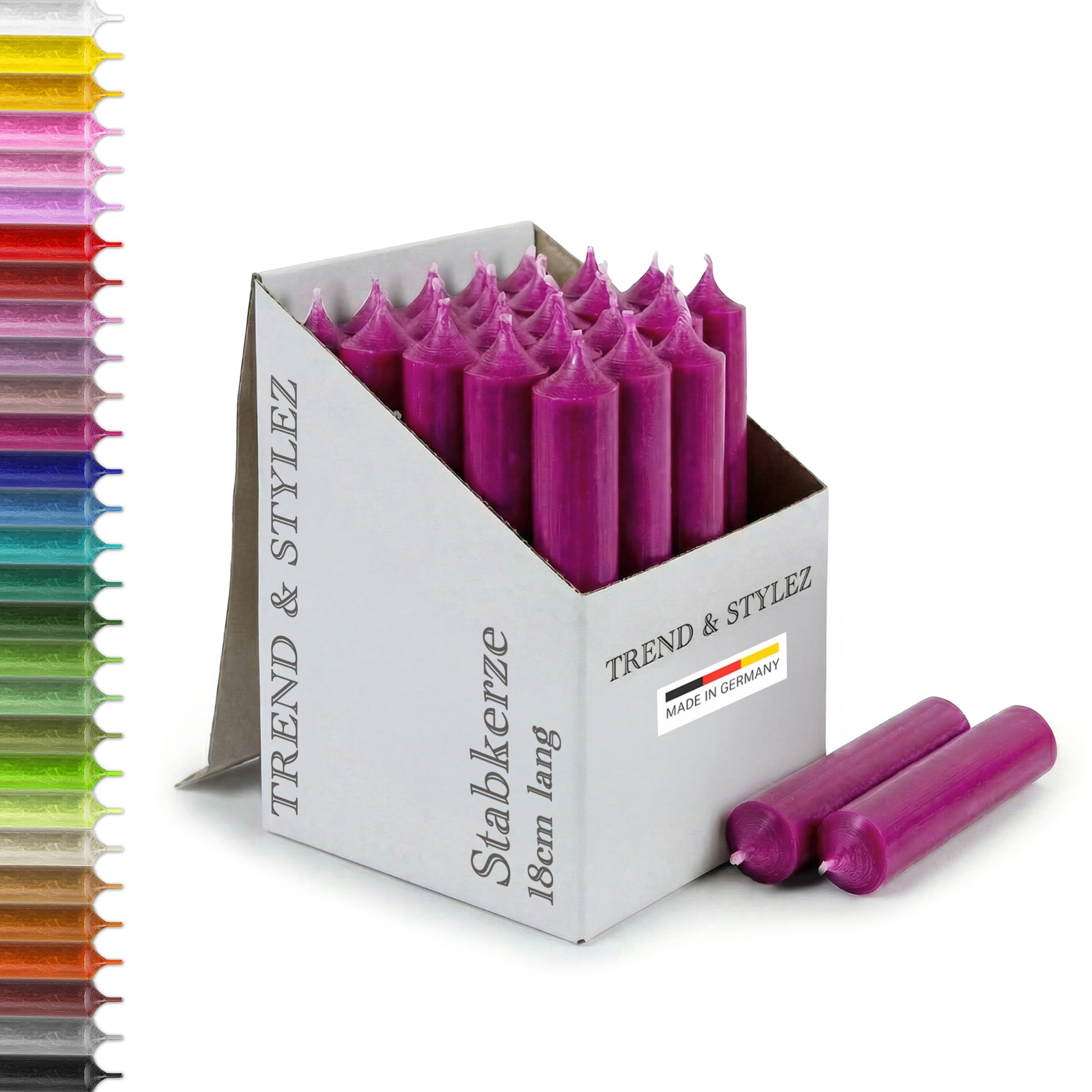 25 Stabkerzen 180mm x 22mm | Durchgefärbte Spitzkerzen | 8+ Stunden Brenndauer | Made in Germany - Ohne Tropfen & Rußen | RAL-Zertifizierte Tafelkerzen unparfümiert (Grün)