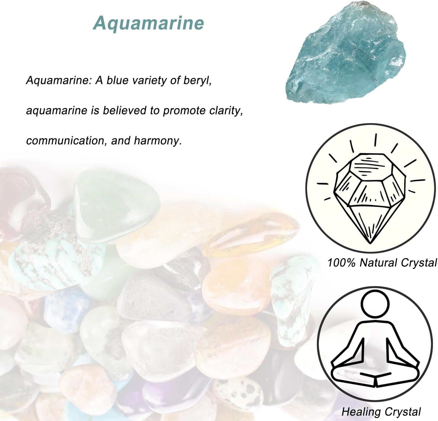 Aquamarine Raw Crystals Large 1.2-2 Inch Healing Crystals Natural Raw Stones Crystal for Tumbling Cabbing Fountain Stones Decoration Polishing Wire Wrapping Wicca and Reiki