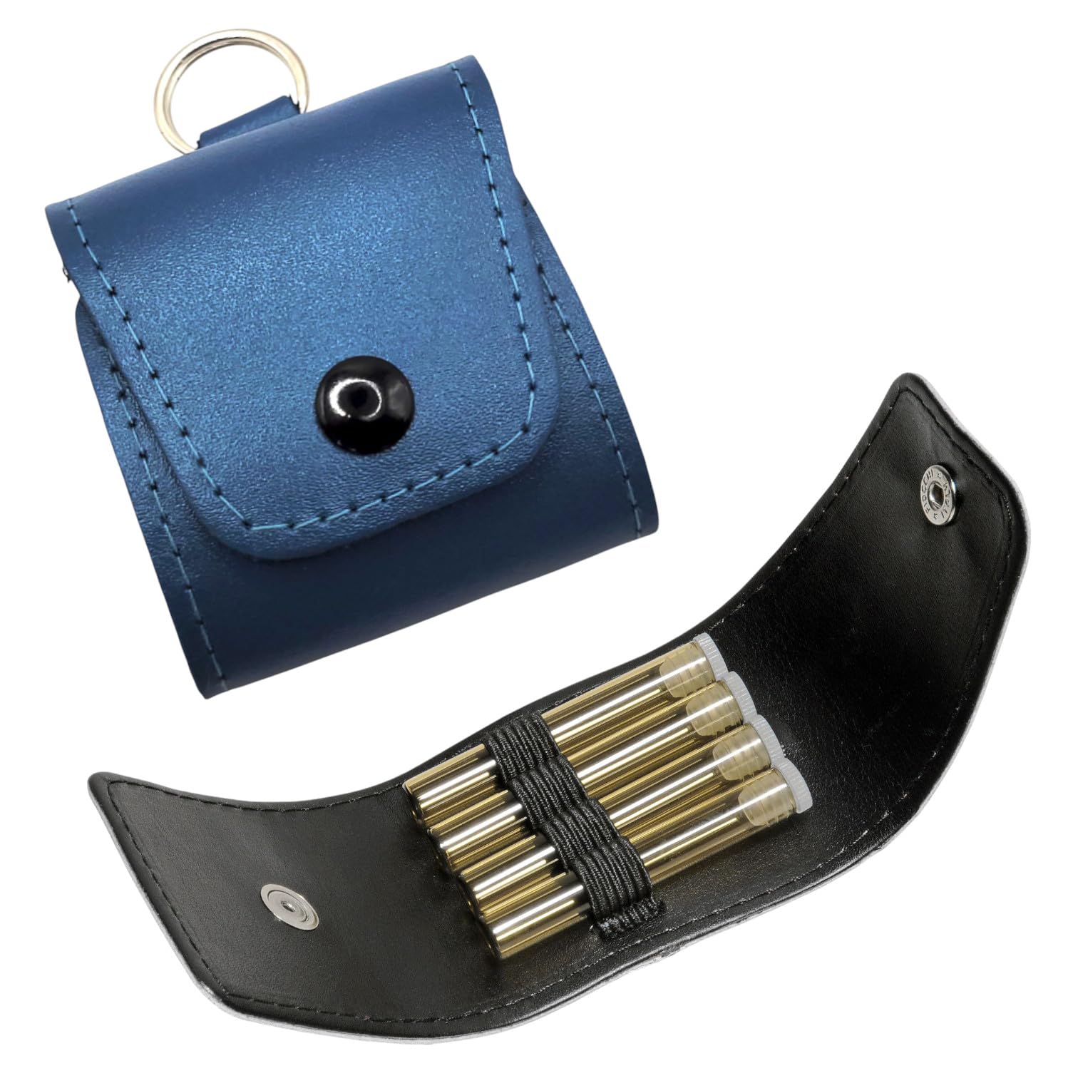 Homöopathische Notfallapotheke mit 4 Braungläsern (UV-Schutz) und Etiketten, Leder (Grün)