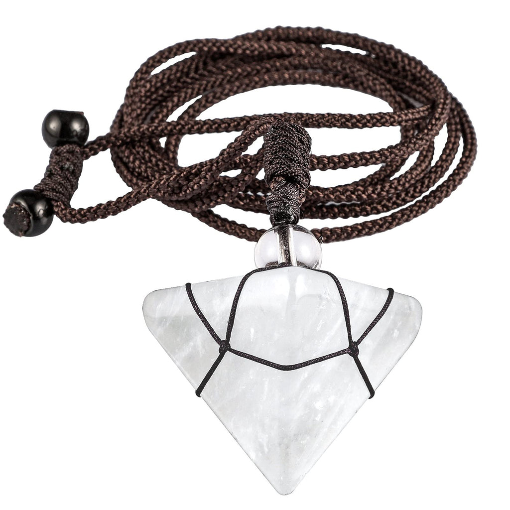 KYEYGWO Stein Pyramide Anhänger für Damen und Herren, Kristall Quarz Spitze Heilung Halskette mit Einstellbare Nylonseil, Reiki Edelstein Pendel Kette Mode Schmuck für Amulett Glücksbringer