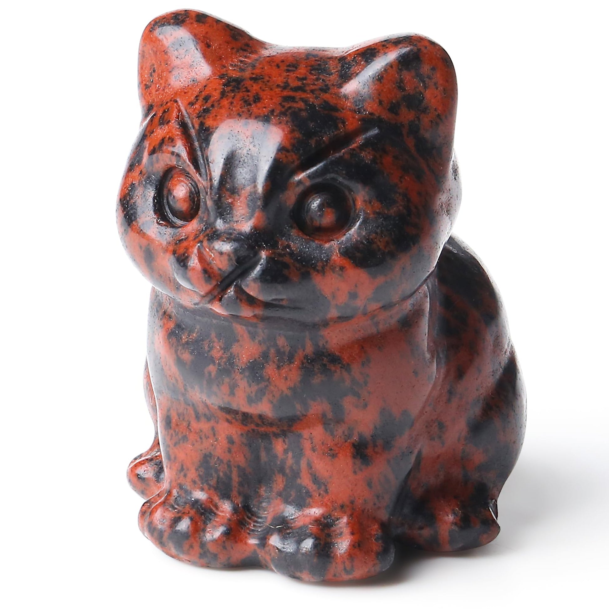 QINJIEJIE Dalmatian Jasper Cat Crystals Figurine Sleeping Cat Figure Statue Gemstones Sculpture Lucky Kitten Cute Decoration Men Women