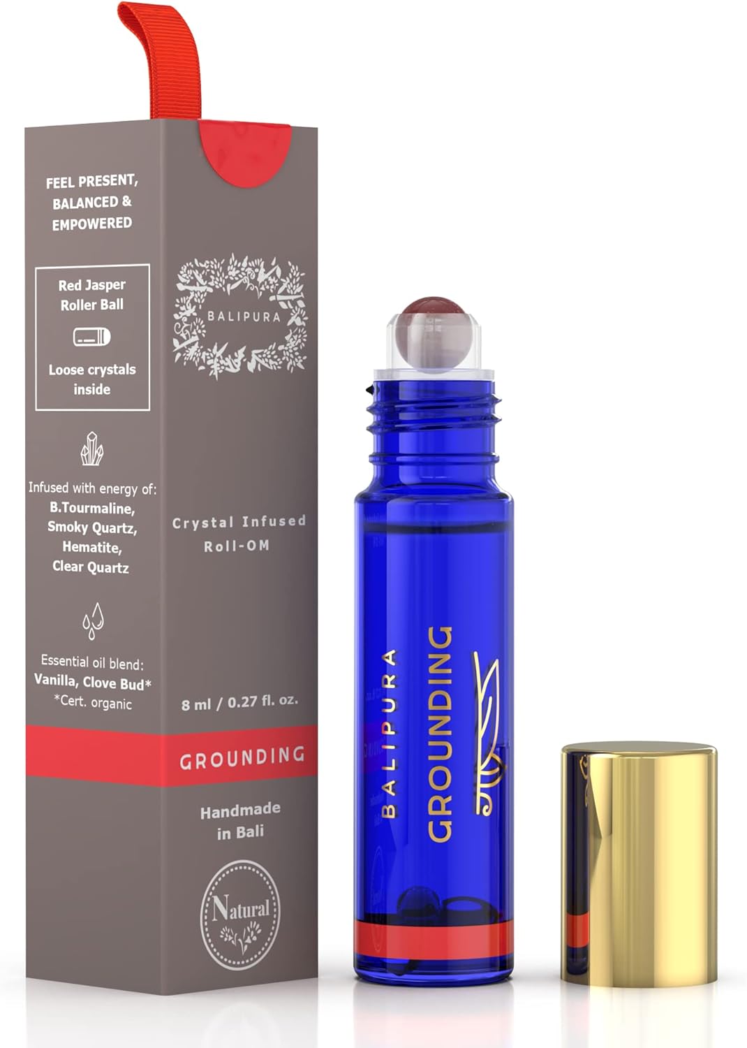 BALIPURA – Roll-On mit ätherischem Vanilleöl und positiven Energie-Chakren – Mischung aus natürlichen ätherischen Ölen, spirituelles Geschenk, Roll-On mit Heilkristallen