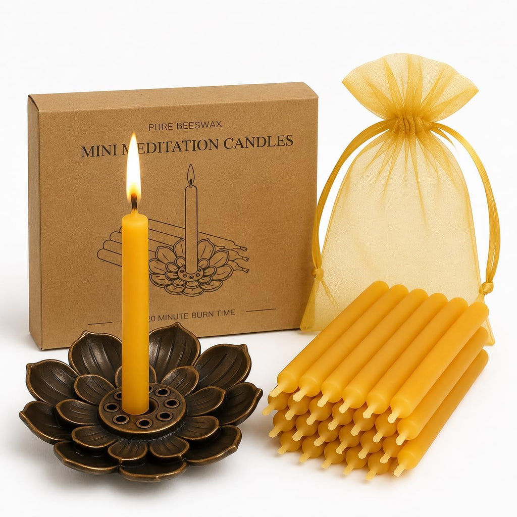 Kline Meditation Beeswax Candle Set 20 Minutes of Relaxation Made in USA