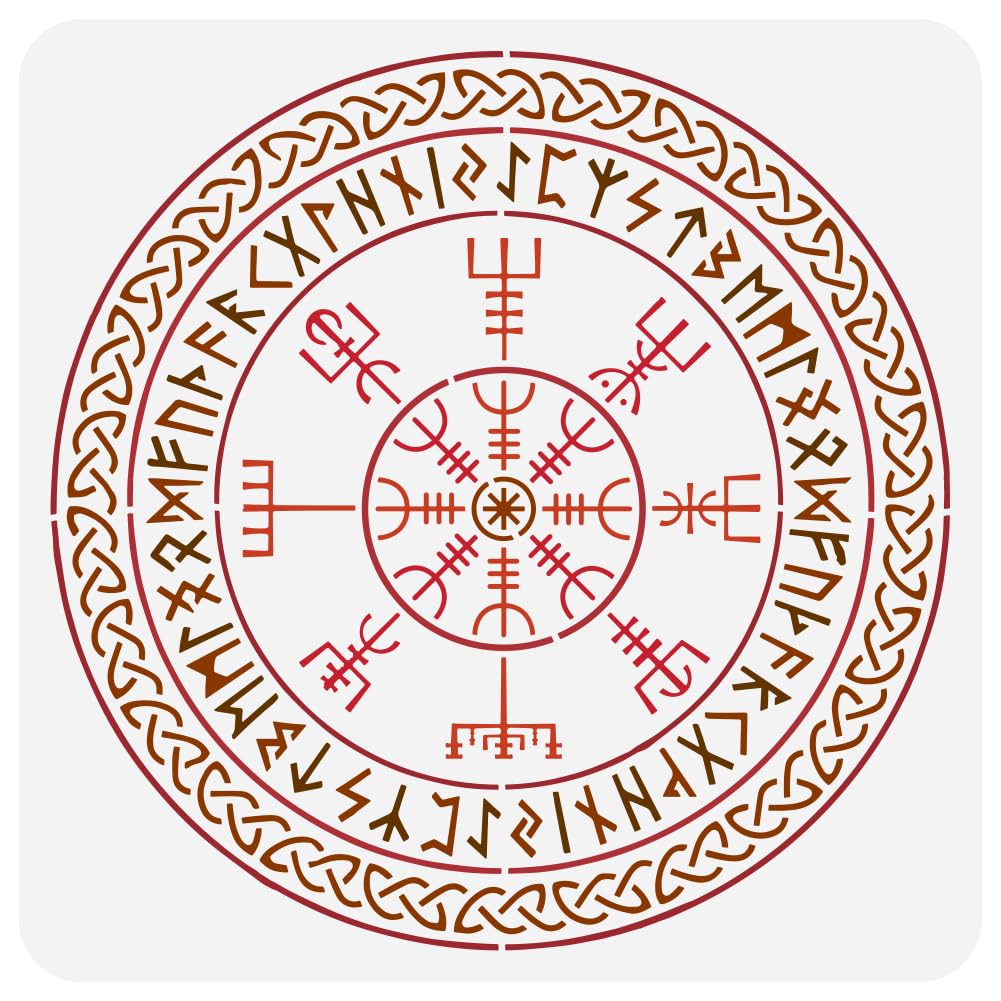 FINGERINSPIRE Wikinger Runen Malschablone 21x29.7 cm Wiederverwendbare Alte Alphabet Schablone Wikinger Thema Runen Muster Bastelschablone Zum Malen Auf Wand Holzmöbel Heimdekoration Heimdekoration