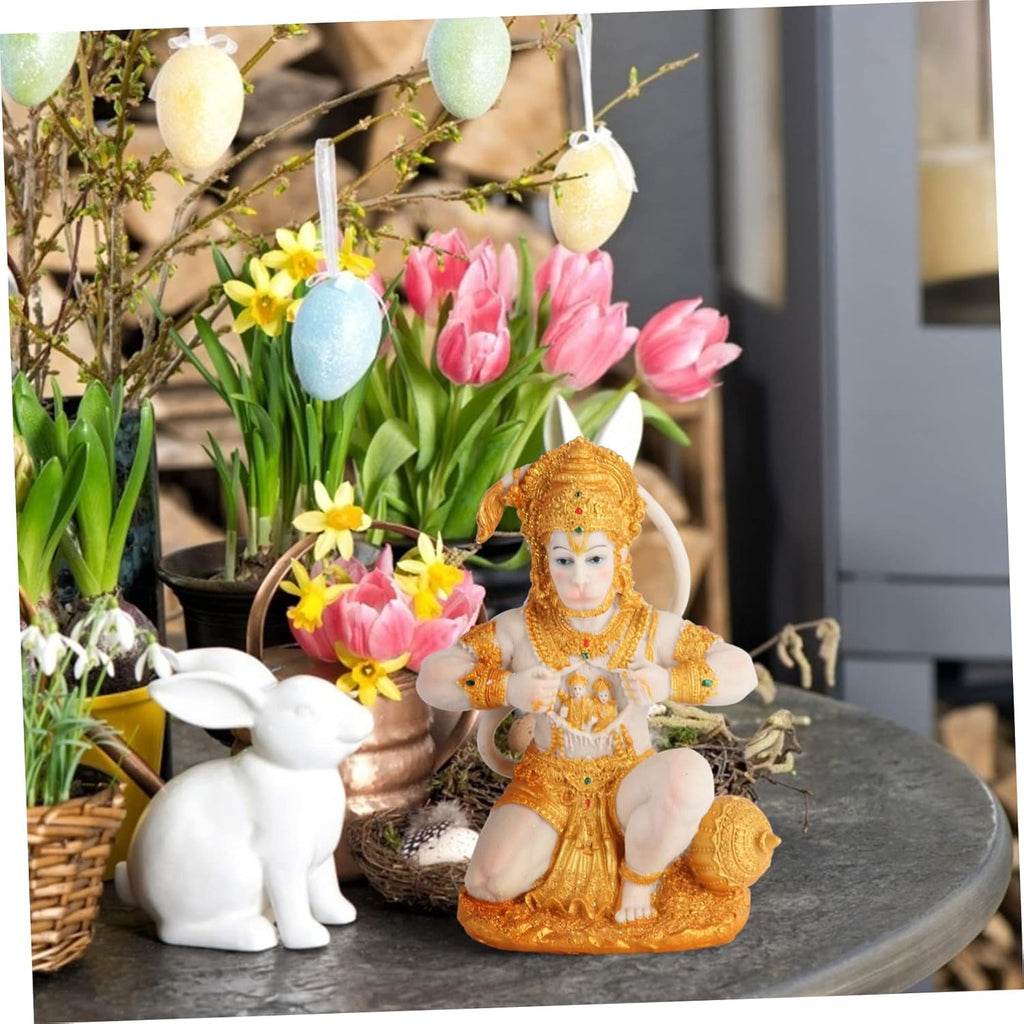 MAGICLULU kniende Affenstatue klein groß Mönch Skulptur Dekorationen wohnungseinrichtung wohnungsdeko tischdeko esstisch Hindu-Affengott-Statue Tischdekoration Wohnaccessoires Harz Golden