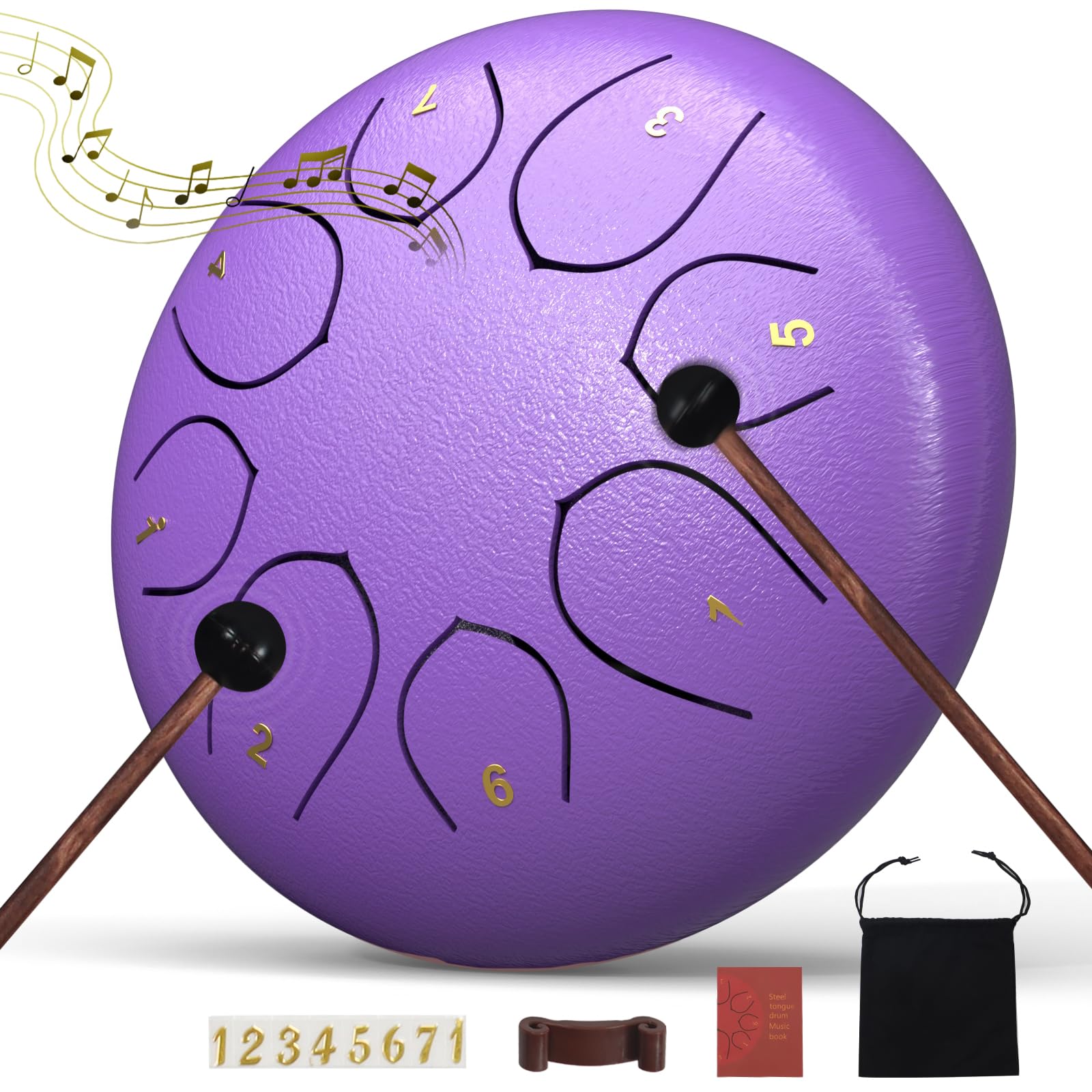 Rain Drum for Outside Garden, 6 Inches 8 Notes Steel Tongue Chakra Drums, Waterproof Meditation Rain Chime, Musical Instruments for Adult Gift with Bag, Music Book, Drum Mallets (Green)