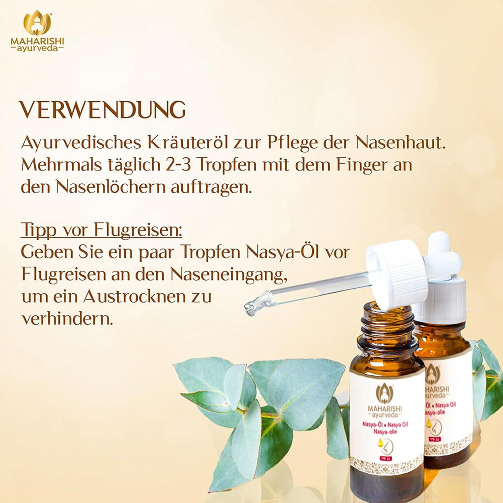 Maharishi Ayurveda Nasya-Öl, 10 ml, Ayurvedisches Nasenöl, Hilft bei trockener Nase, Schutz für die Nasenschleimhaut, Frei von Farbstoffen, Aromen & künstlichen Zusatzstoffen | 1er Pack