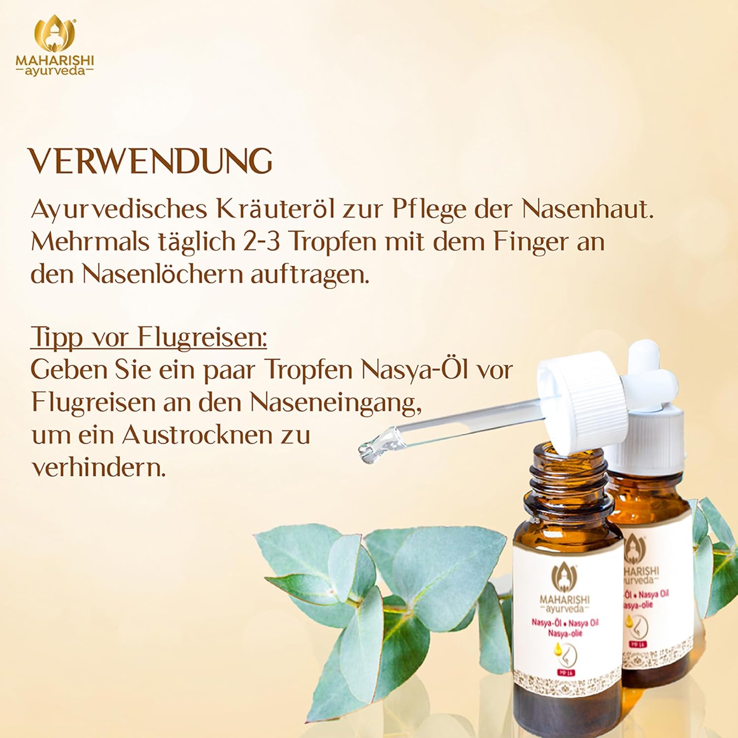 Maharishi Ayurveda Nasya-Öl, 10 ml, Ayurvedisches Nasenöl, Hilft bei trockener Nase, Schutz für die Nasenschleimhaut, Frei von Farbstoffen, Aromen & künstlichen Zusatzstoffen | 1er Pack