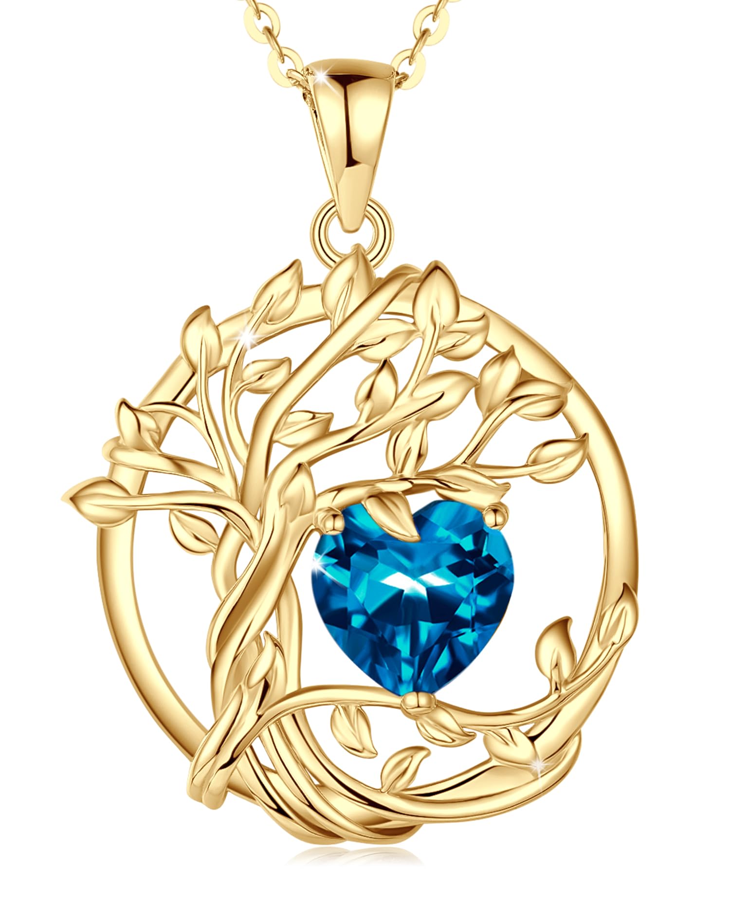 FANCIME Tree of Life Baum des Lebens Geburtstein Halskette Sterling Silber Anhänger Geburtstein Kette Edelstein Jahrestag Geburtstag Schmuck Weihnachten Geschenke für Damen Mama Ihre Frau