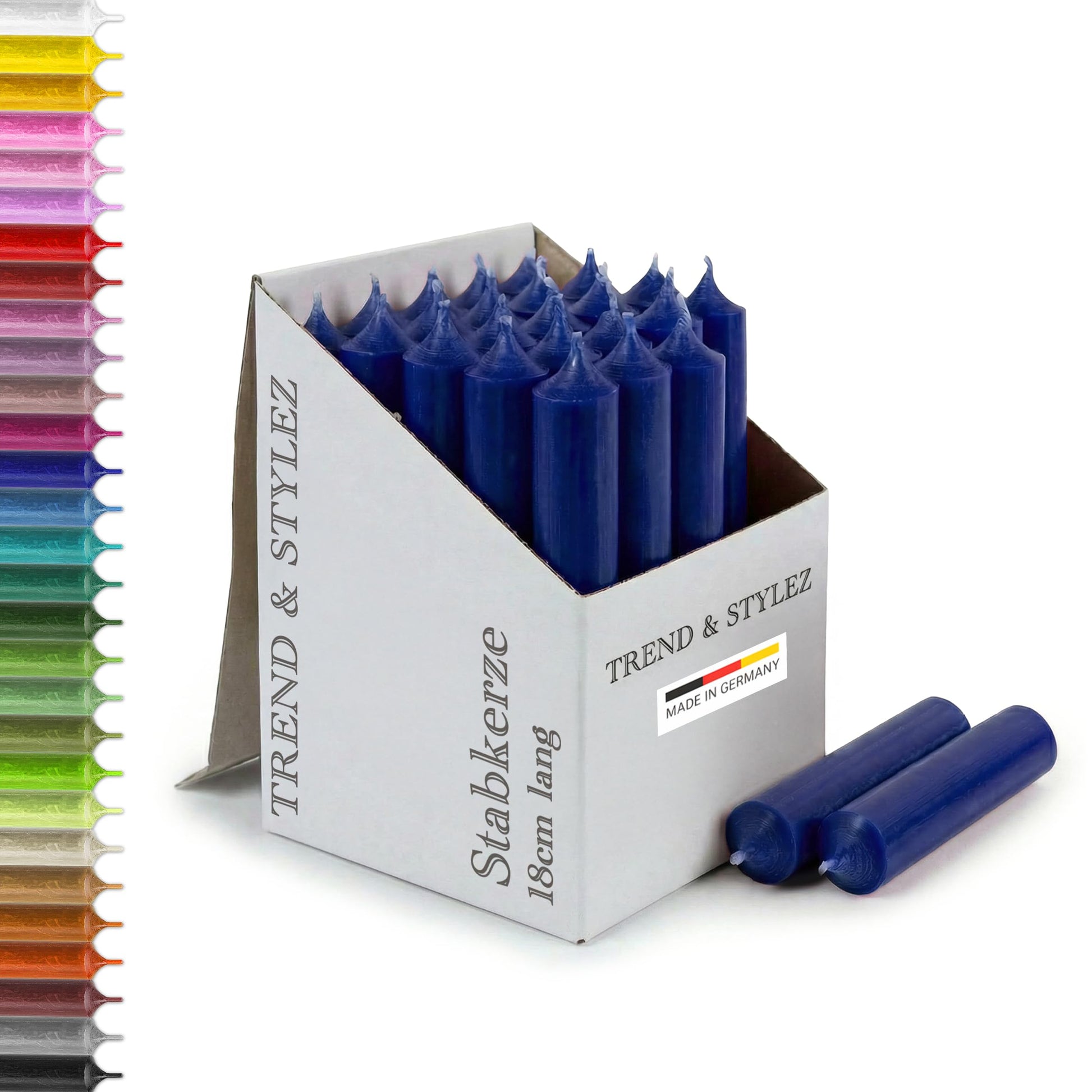 25 Stabkerzen 180mm x 22mm | Durchgefärbte Spitzkerzen | 8+ Stunden Brenndauer | Made in Germany - Ohne Tropfen & Rußen | RAL-Zertifizierte Tafelkerzen unparfümiert (Grün)