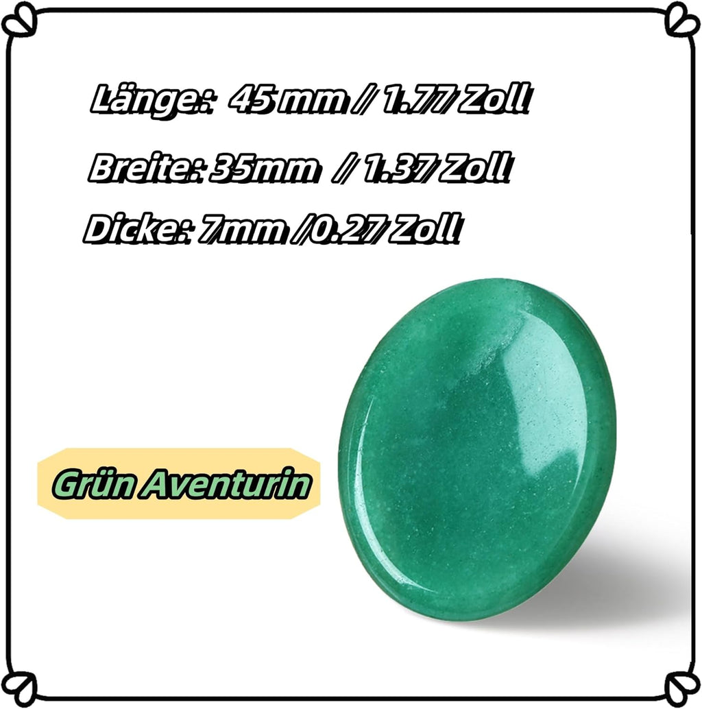QINJIEJIE Green Aventurine Crystals Worry Stone Worry Stone Thumb Precious Stones Oval Crystal Healing Stone Palm Stones Stress Relief Reiki Healing Meditation
