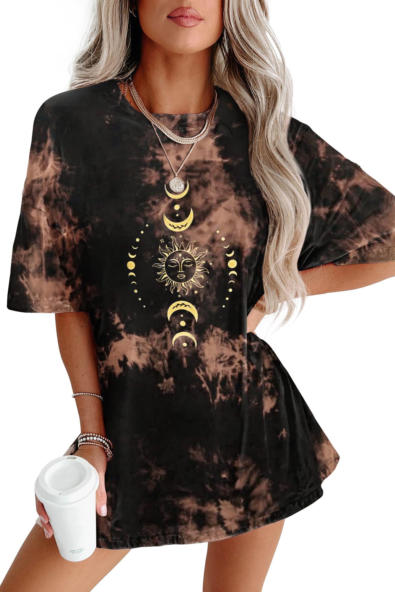 CSDAJIO Women's Casual Short Sleeve Loose Shirt Oversized T-Shirt Trendy Going Out Crew Neck Summer Graphic Tees