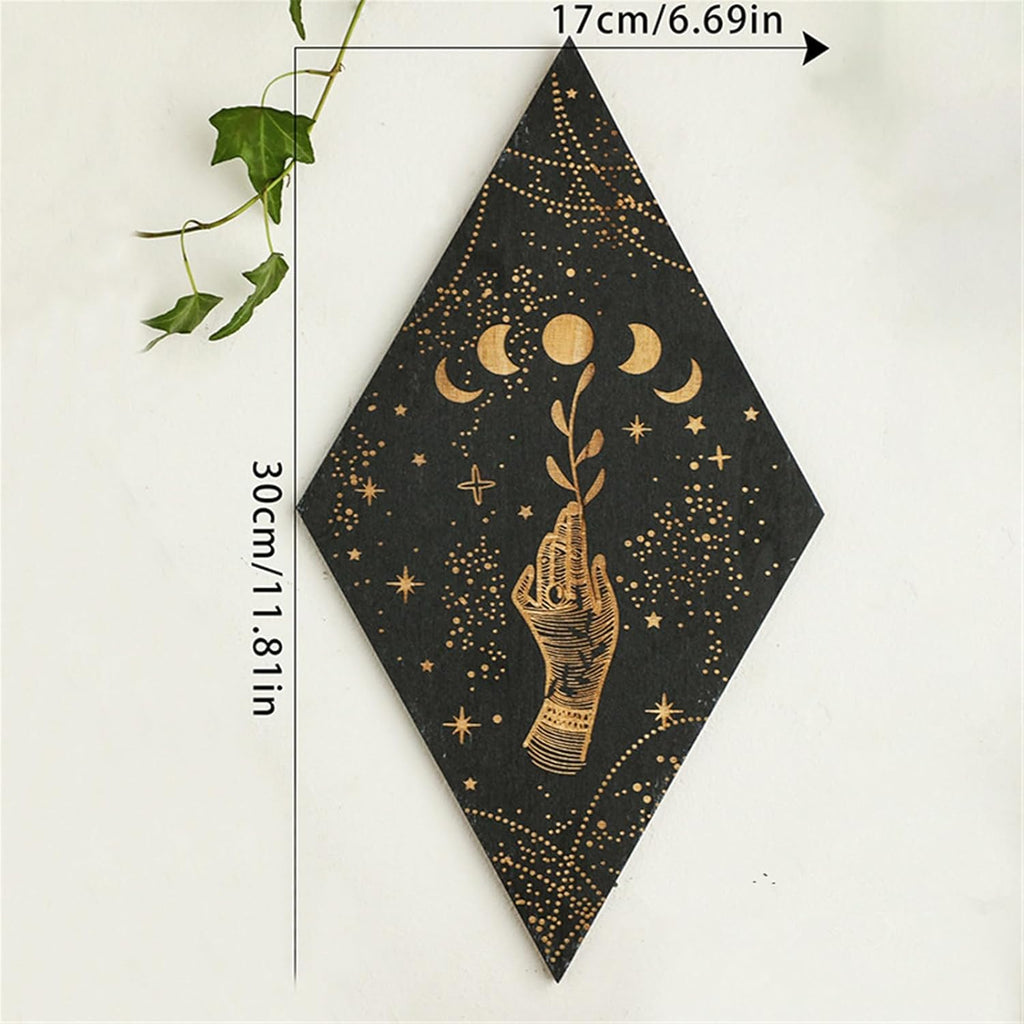 champracer Mondphasen Wanddeko Boho Holz Mandala Wand Deko Wanddekoration Kunstdekoration Wandbehang für Wohnzimmer Schlafzimmer Büro Bauernhaus