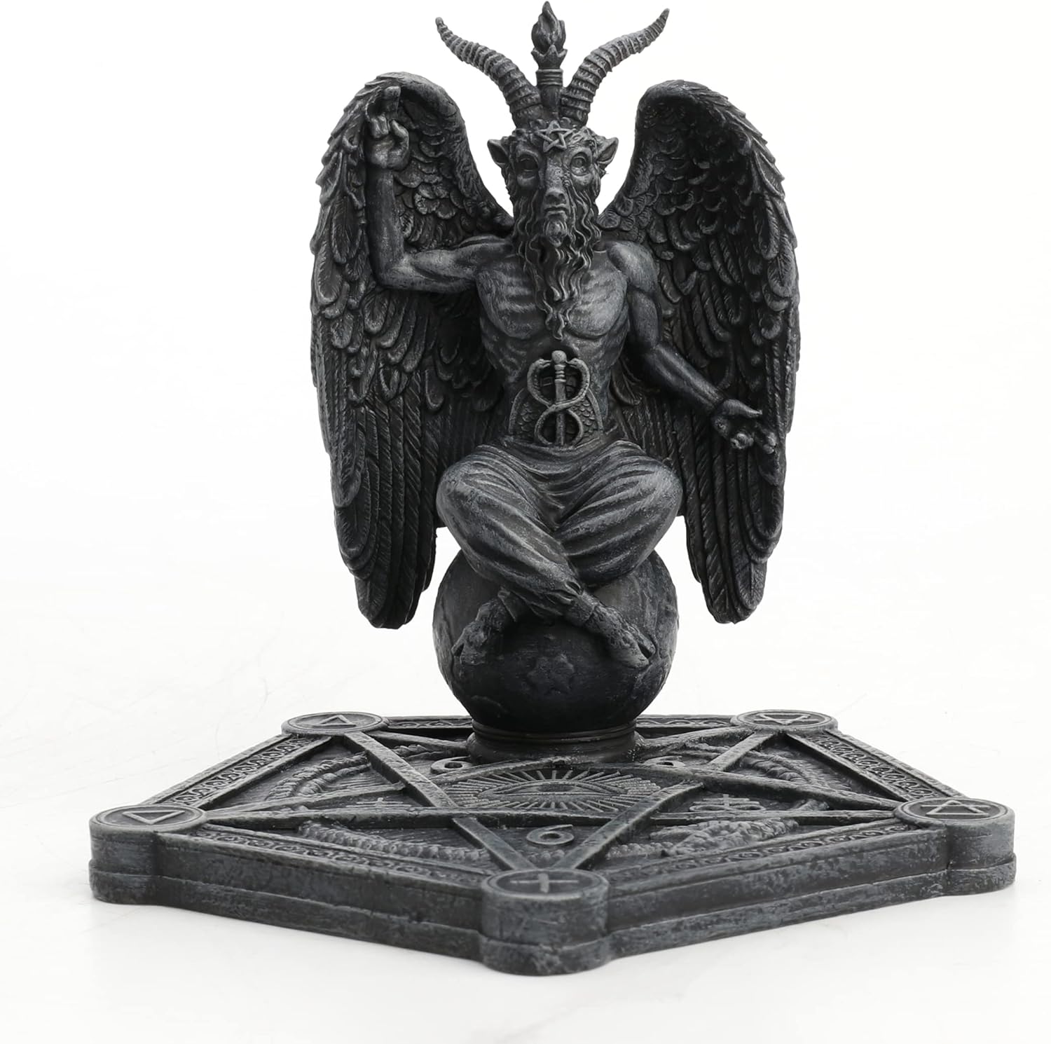 Veronese Design 4 1/2 Inch Baphomet Pentagram Incense Stick Burner Resin Sculpture