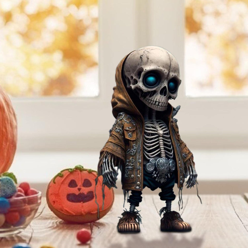 Qihuyi - Skeleton Figures, Cool Skeleton Figures, Resin Statue Sculpture Memorial Miniature Gothic, Decorative Sculpture Decoration, Portable Halloween Home Party Desk Decoration