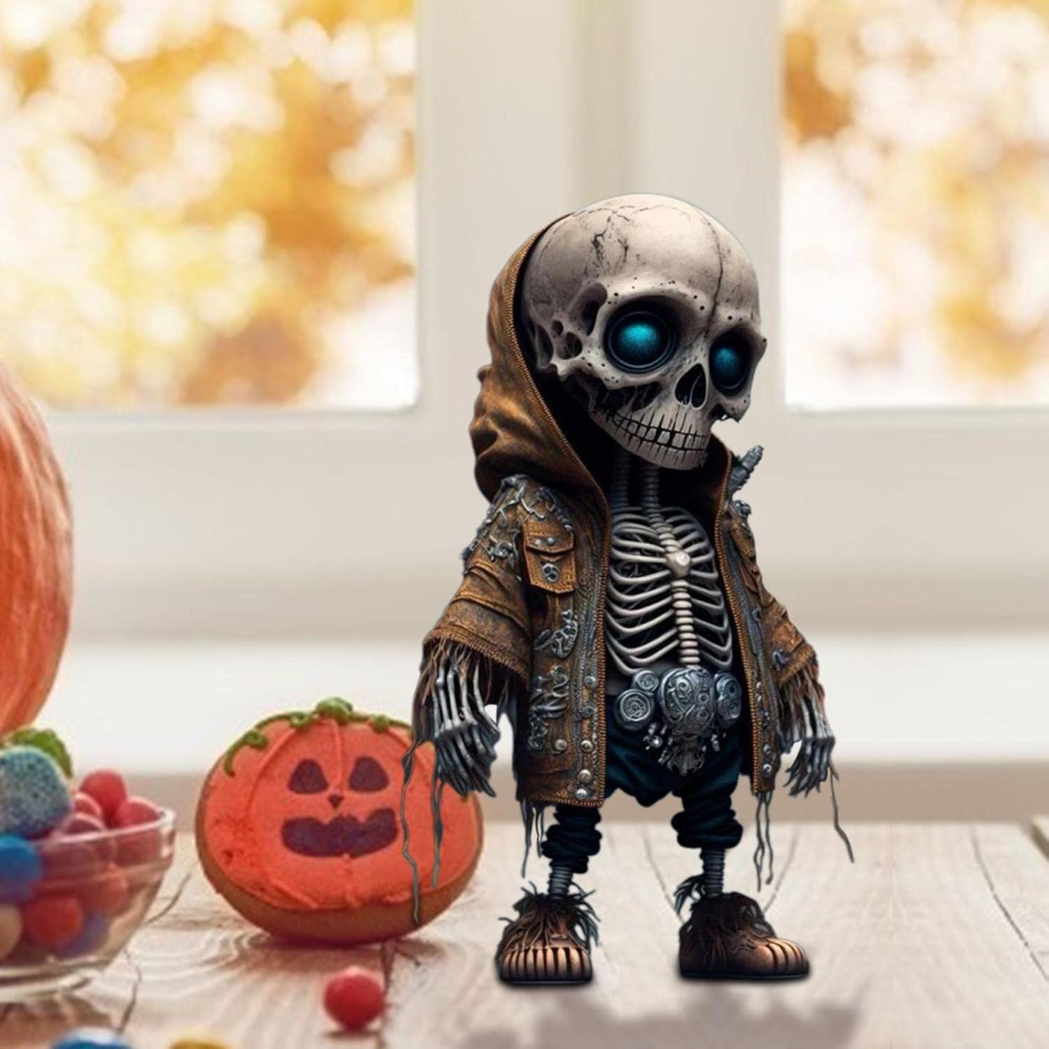 Qihuyi - Skeleton Figures, Cool Skeleton Figures, Resin Statue Sculpture Memorial Miniature Gothic, Decorative Sculpture Decoration, Portable Halloween Home Party Desk Decoration