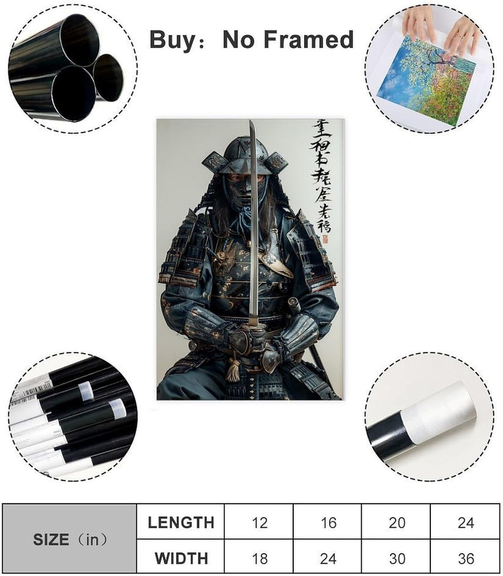 UTGN Spirituelle Kunst Samurai, Leinwand-Poster, Wandkunstdruck, Bild, Gemälde, 30 x 45 cm