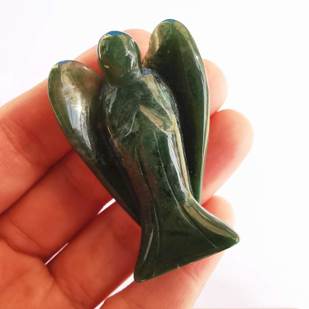 Natürliche Lila Lepidolith Heilung Kristall Gebet Schutzengel Statue,38mm Schnitzen Tasche Palm Stein Figuren Dekoration