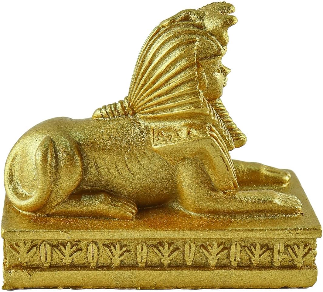 2 Pieces Sphinx Figure Resin Egyptian Sphinx Statue Gold Egyptian Desktop Ornaments for Homes