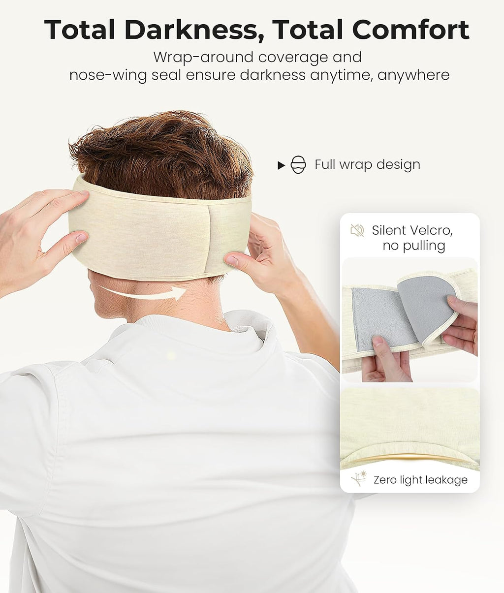 MUSICOZY Bluetooth 5.4 Sleep Mask Headphones, Seaweed Fiber Comfort Design | Fully Wrapped Design, 14-hour Playback, Immersive Sound for Side Sleepers, Travel, Meditation, Relaxation, Gift for Men Women