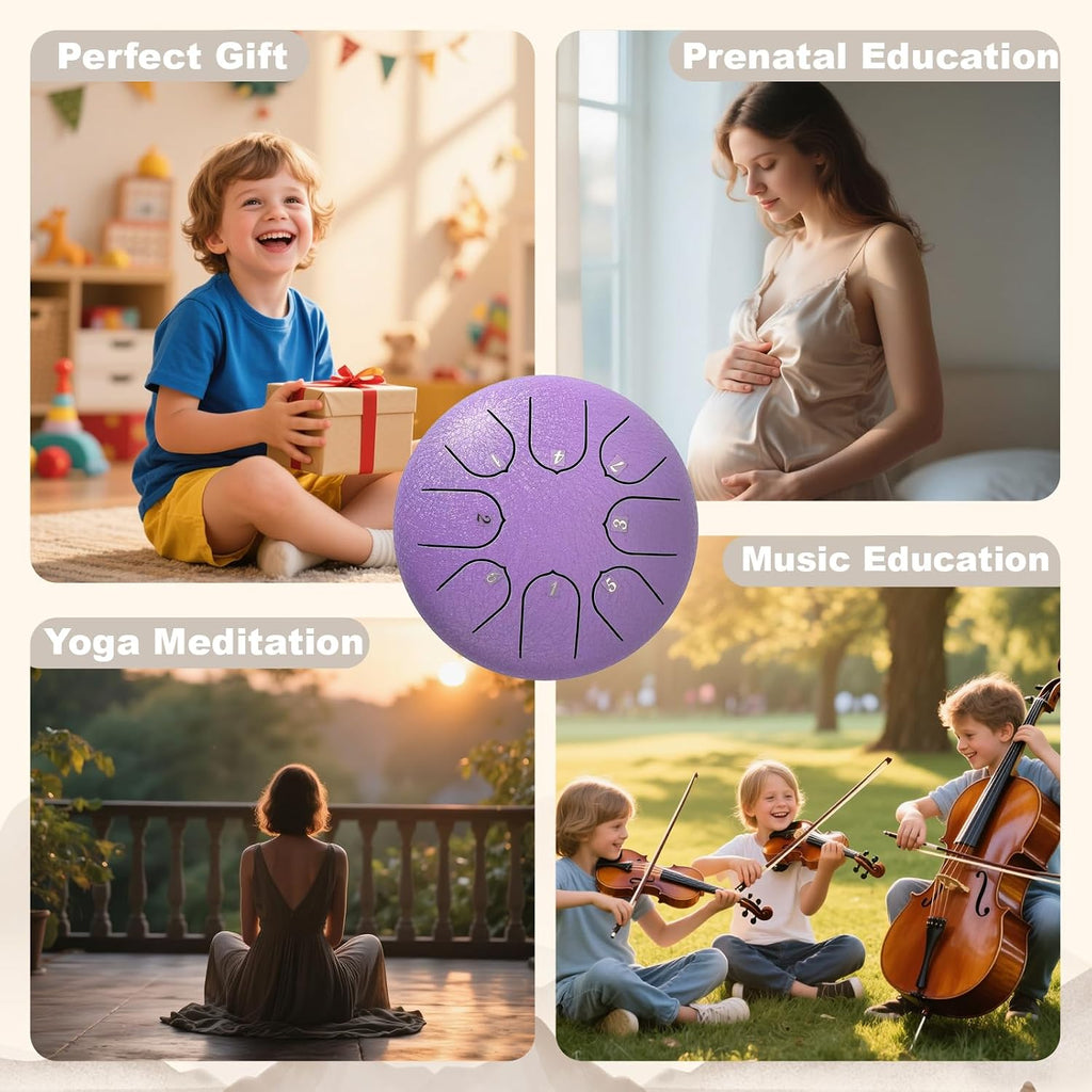 TUOKING Steel Tongue Drum 6 Inch 8 Notes D Major Rain Drum for Outside