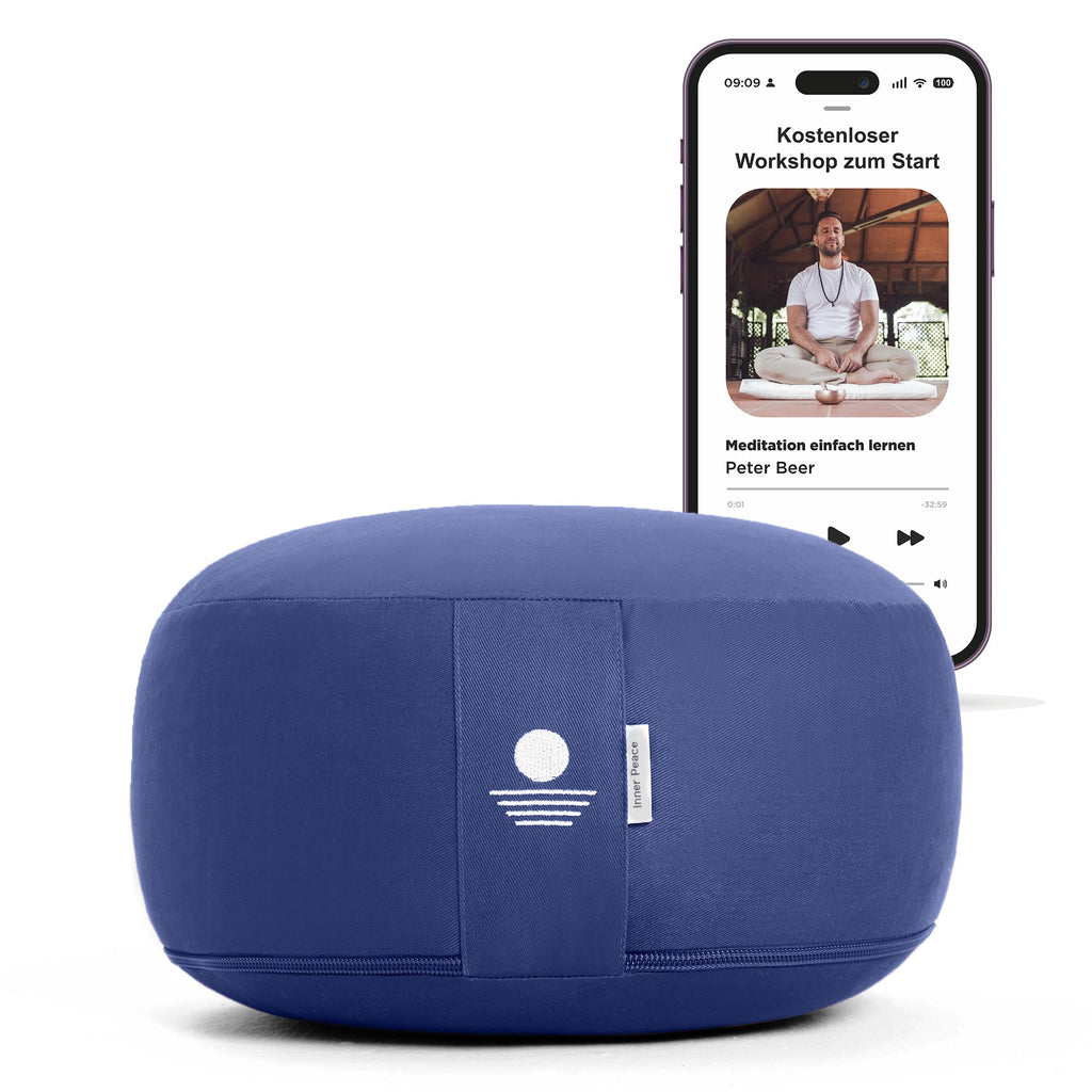 Inner Peace Yogakissen Meditationskissen aus 100% Bio Baumwolle und mit Bio Dinkelfüllung | Yogakissen Rund, Yoga Sitzkissen, Yogakissen Meditationskissen, Sitzkissen Yoga, Meditation Cushion