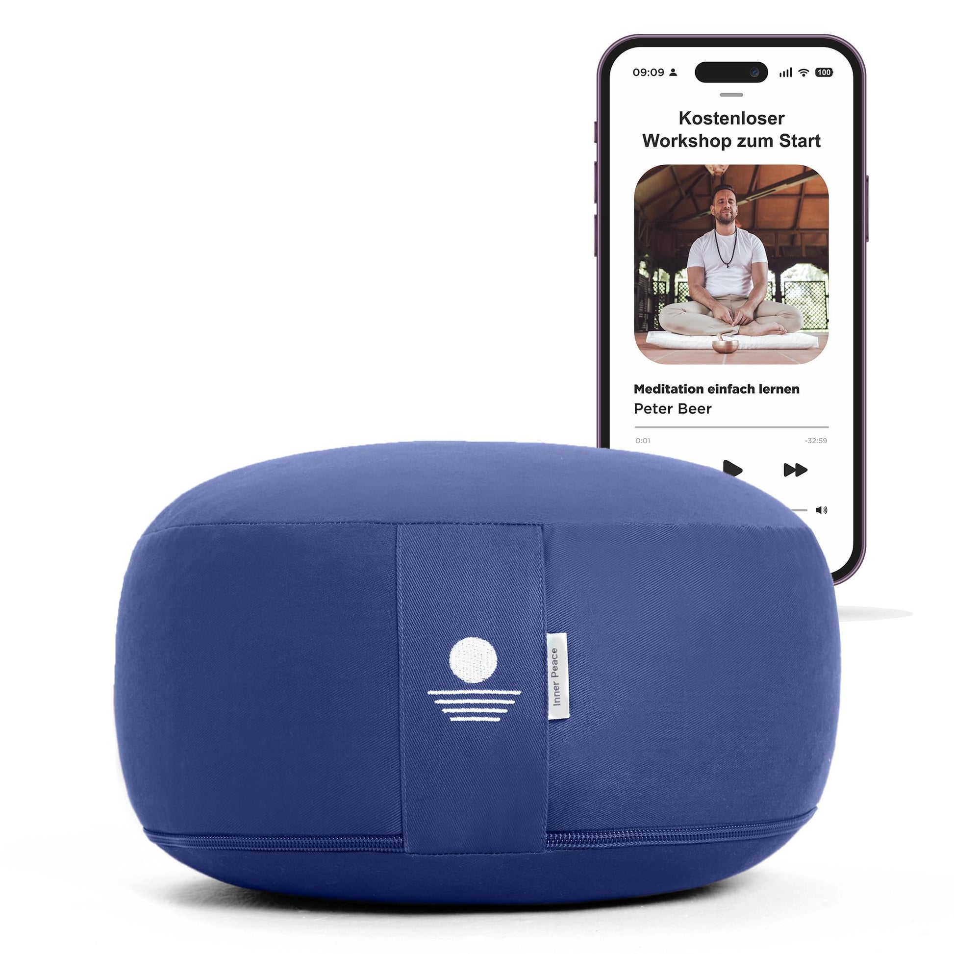 Inner Peace Yogakissen Meditationskissen aus 100% Bio Baumwolle und mit Bio Dinkelfüllung | Yogakissen Rund, Yoga Sitzkissen, Yogakissen Meditationskissen, Sitzkissen Yoga, Meditation Cushion