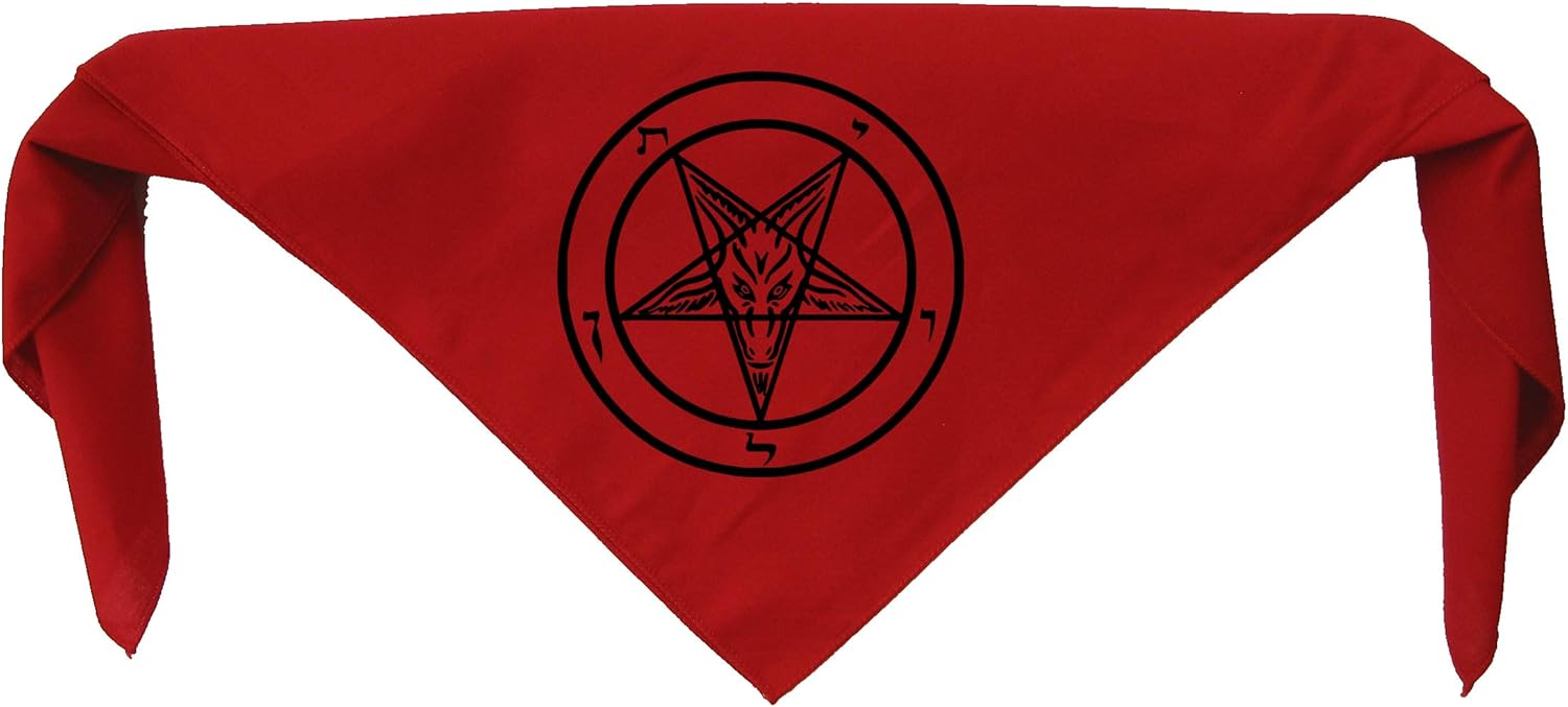 Chat Noir Pentagram Bandana - Goat Skull Baphomet Gothic Metal Occult Punk Satanic Skeleton Voodoo Wicca Witchcraft Inverted Cross