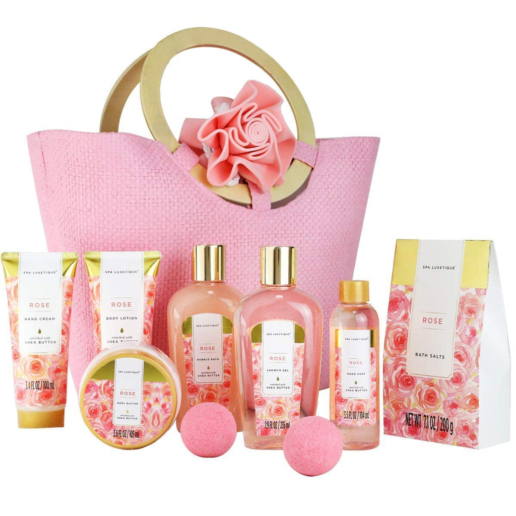SPA LUXETIQUE Damen Bade Geschenkset - 10tlg. Lavender Duft Geburtstaggeschenk Wellness set für Frauen Handcreme, Duschgel, Schaumbad, Bodylotion, Badesalz, Badeschwamm, Muttertagsgeschenk