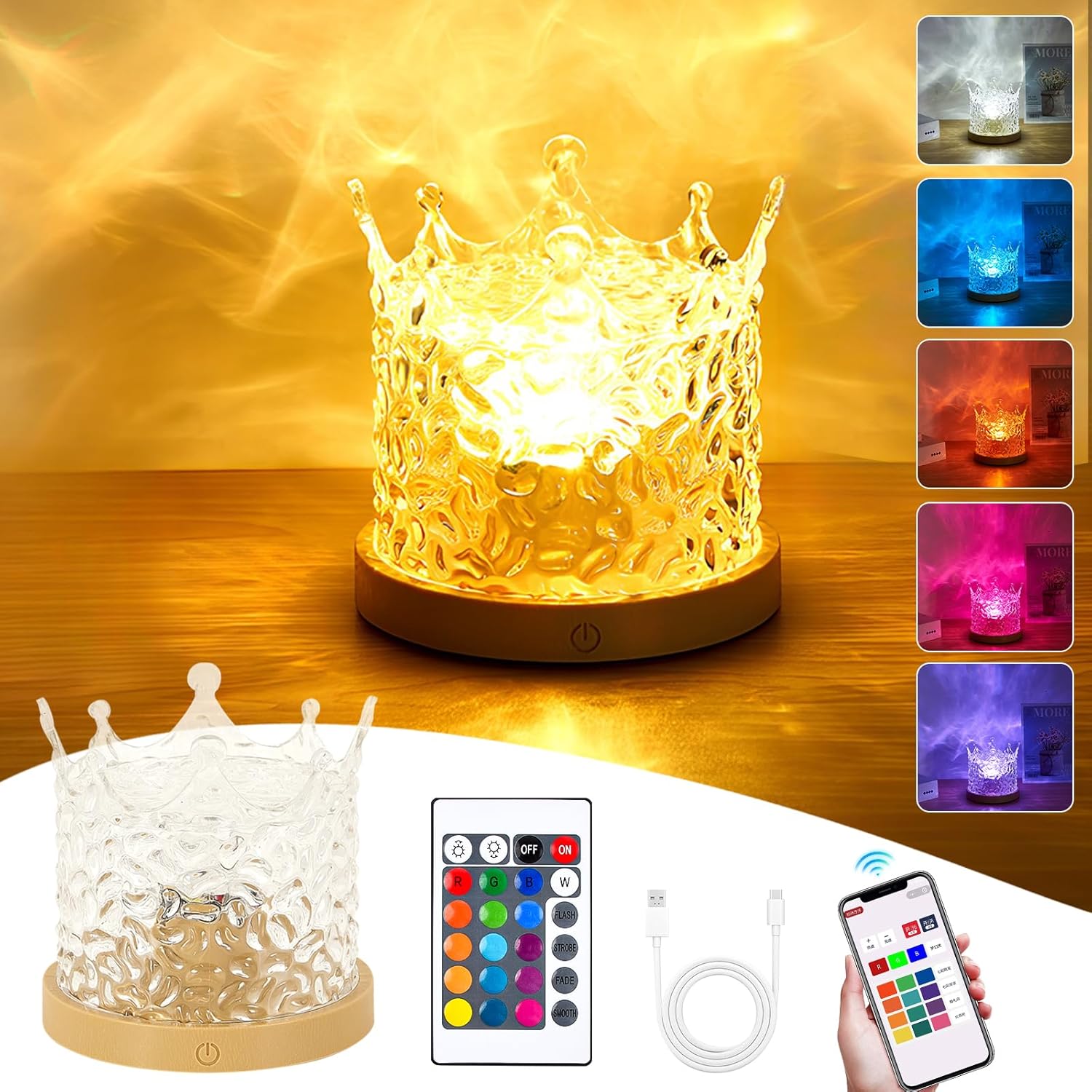 Jinlaili Wasserwellen Aurora Lampe, Aurora Projector, Polarlicht Lampe, Lavalampe, mit 16 Beleuchtung-Effekten, LED Nachttischlampe, Nachttischlampe Touch Dimmbar fur Schlafzimmer/Wohnzimmer