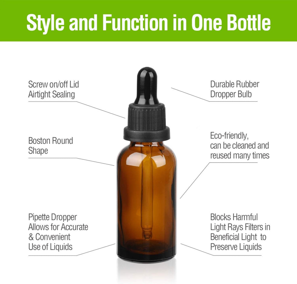 Hyber&Cara 50 ml Brown Glass Pipette Bottles Apothecary Bottles with Dropper Pipette for Essential Oils, Perfume Oils, Liquid Dyes Aromatherapy Blends, Pack of 4