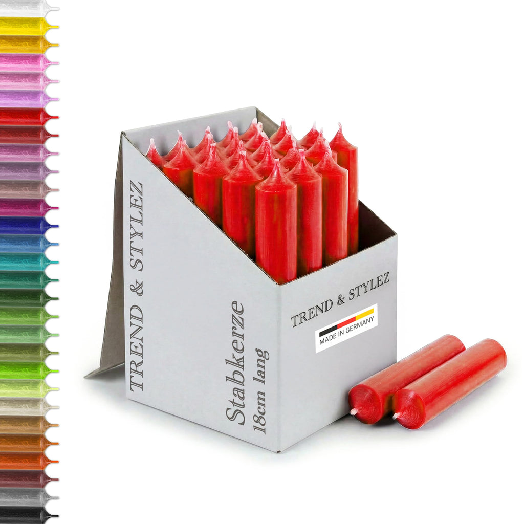 25 Stabkerzen 180mm x 22mm | Durchgefärbte Spitzkerzen | 8+ Stunden Brenndauer | Made in Germany - Ohne Tropfen & Rußen | RAL-Zertifizierte Tafelkerzen unparfümiert (Dunkel Blau)