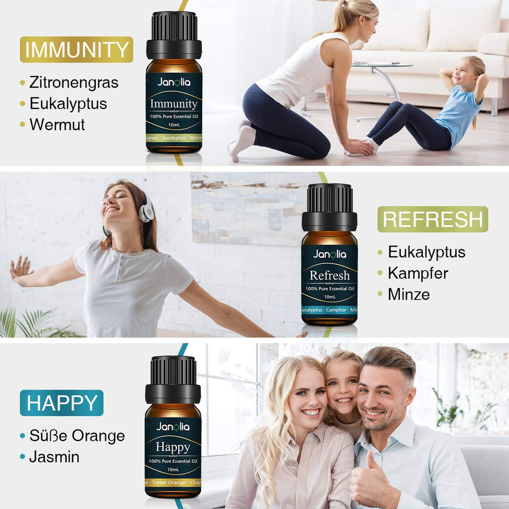 Janolia ätherisches Öle Set, Upgrade-Paket,Reines Natürliche Duftöle Set für Diffuser Entspannung Schlaf verbessern