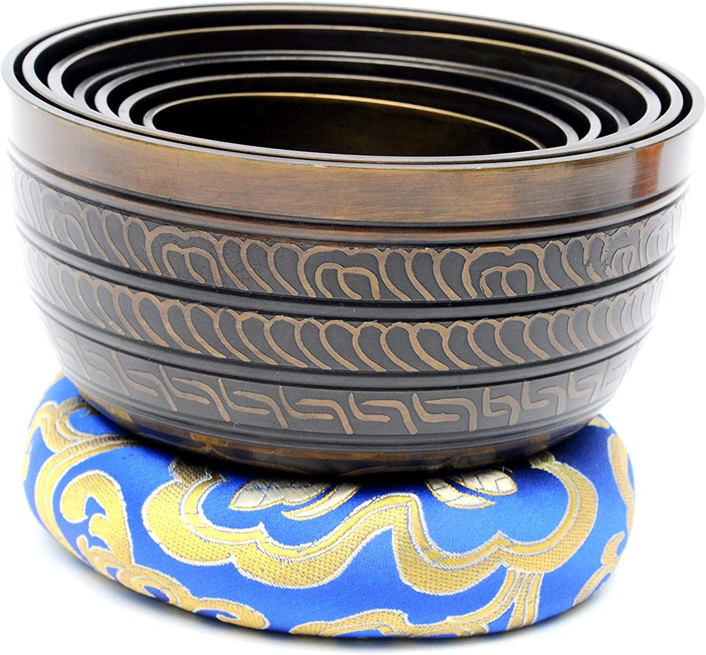 THE NEPAL Klangschalen-Sets von 7 Handgefertigte tibetische Chakra-Heilklangschale für Meditation, Klang, Frieden, Achtsamkeit, Yoga, sieben Chakra-Schalen