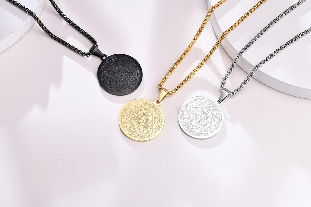 XUANPAI Siegel der Sieben Erzengel Ketten Choker Statement Halskette Talisman Anhänger Amulett Schmuck für Männer