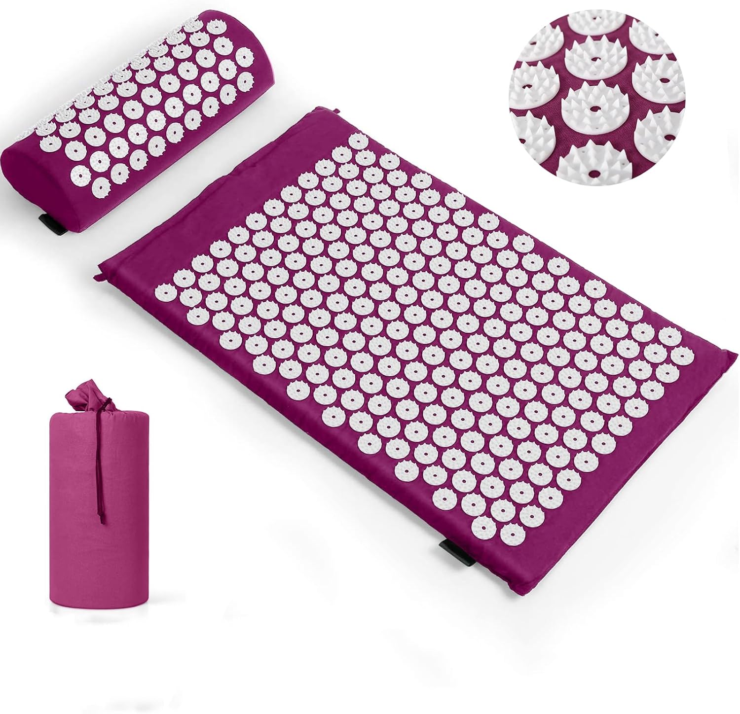 Acupressure Mat, Acupuncture Mat, Acupressure Mat for Relief of Neck and Back Pain, Acupressure Mat with Muscle Relaxation and Stress Relief, Shiatsu Mat for Sciatica Relief, Purple White