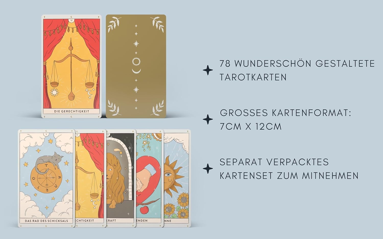 Tarotkarten: Tarotkarten mit Buch, Set für Anfänger: ausführliche Beschreibungen zu Fragen, Karten und Legetechniken