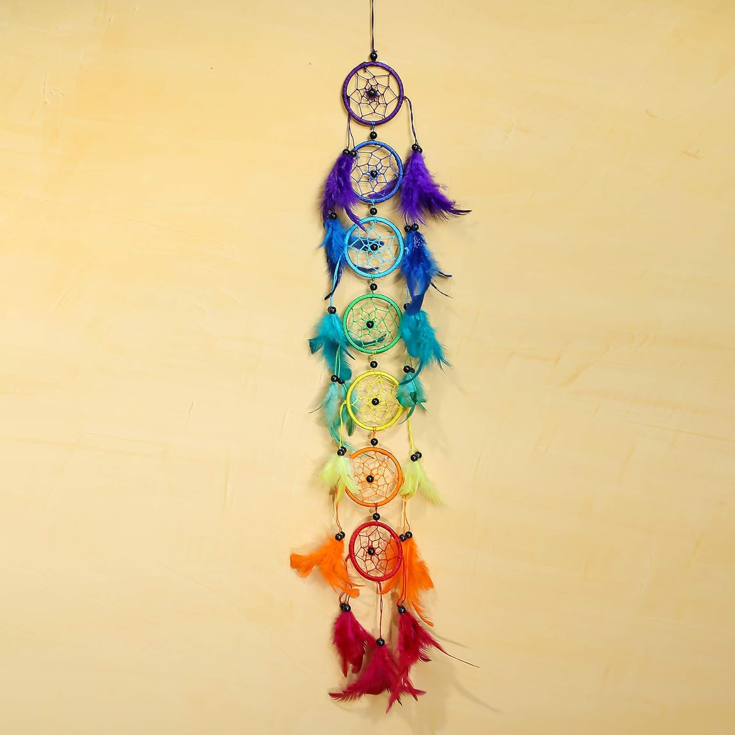 Pink Pineapple Dreamcatcher mit Federn und Perlen: Handgemachter Traumfänger Vielen Farben Erhältlich - Regenbogen - Traumfanger (6 x 50 cm)