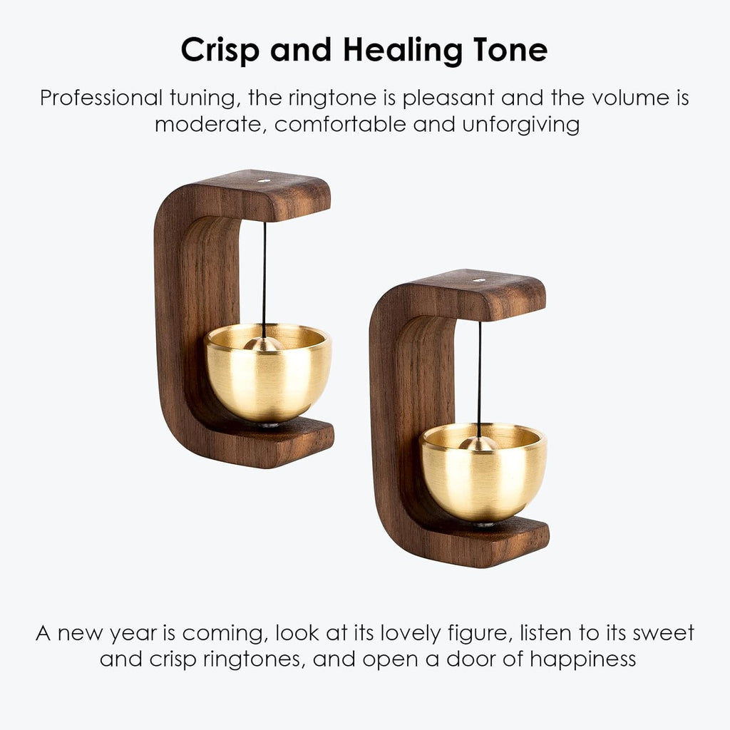 Goldene dekorative Shopkeepers Glocke für Türöffnung – magnetische Holz-Türklingel mit Messingglocke, ideal zum Aufhängen von Eingängen für Wand, Geschäft, Kleiderschrank