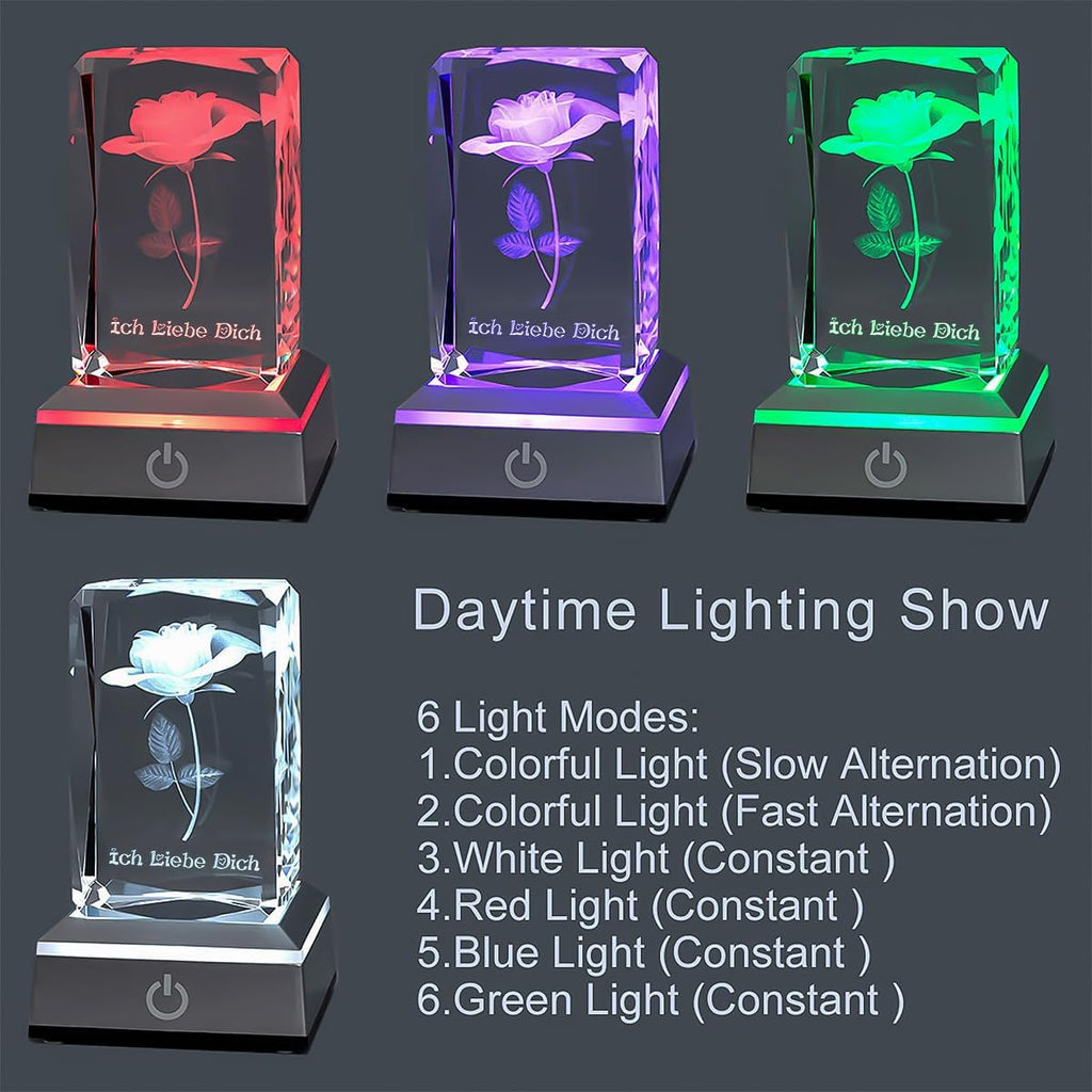 YANFEYHA 3D Rose Kristall Mehrfarben-Nachtlicht Ich liebe dich Decolamp,Muttertag Geschenk Ideen für Mutter Frau von Tochter Ehemann, Valentinstag Geburtstag Geschenk für Freundin Paar sie