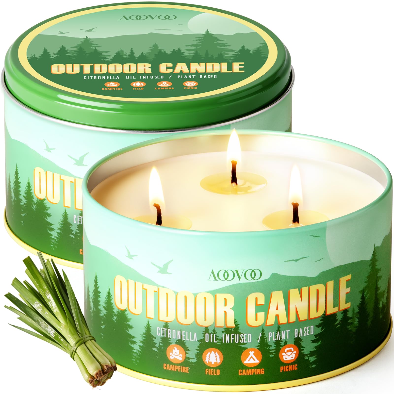 AOOVOO Sage Candle for Cleansing - 3 Wick 12oz Large Scented Candle with Crystals & Sage Leaves Inside, Soy Candles Non Toxic for Meditation Spiritual Gift, Aromatherapy Candle for Women Men