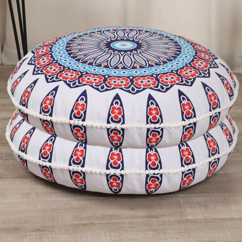 32 inches Meditation Floor Cushion for Adults, Round Large Thick Floor Pillow, Memory Foam Filling, Navy Blue