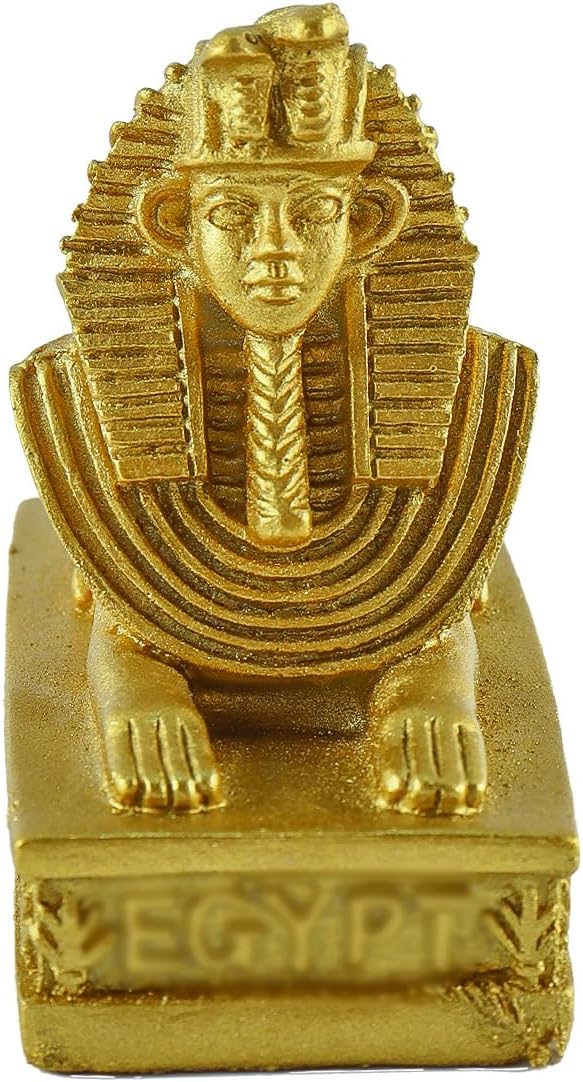 2 Pieces Sphinx Figure Resin Egyptian Sphinx Statue Gold Egyptian Desktop Ornaments for Homes