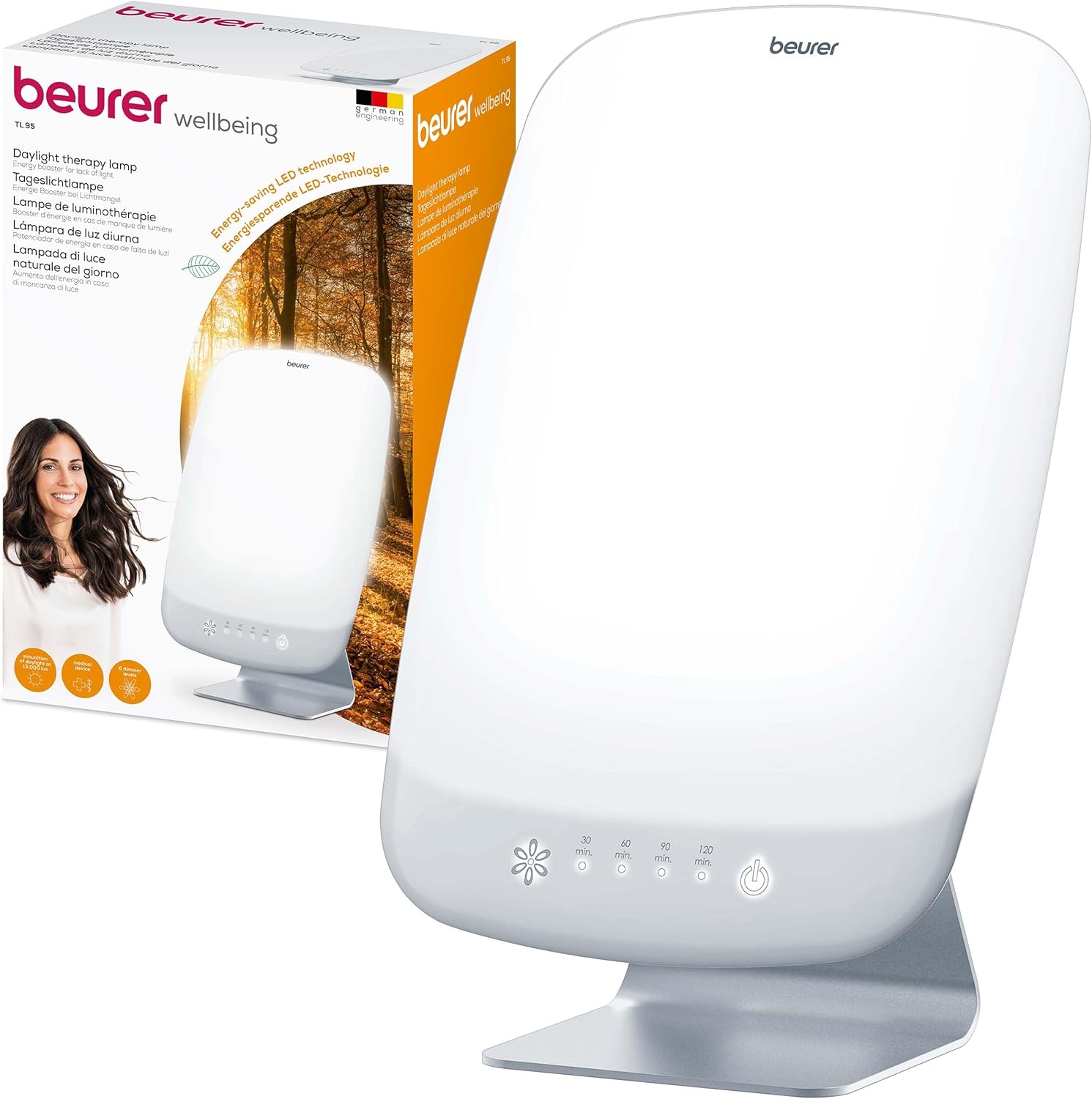 Beurer TL 95 Tageslichtlampe, Simulation von Tageslicht, 10000 Lux, Medizinprodukt, Tageslichtleuchte bei Lichtmangelerscheinung, SunLike® LED-Technologie, mit Dimmer