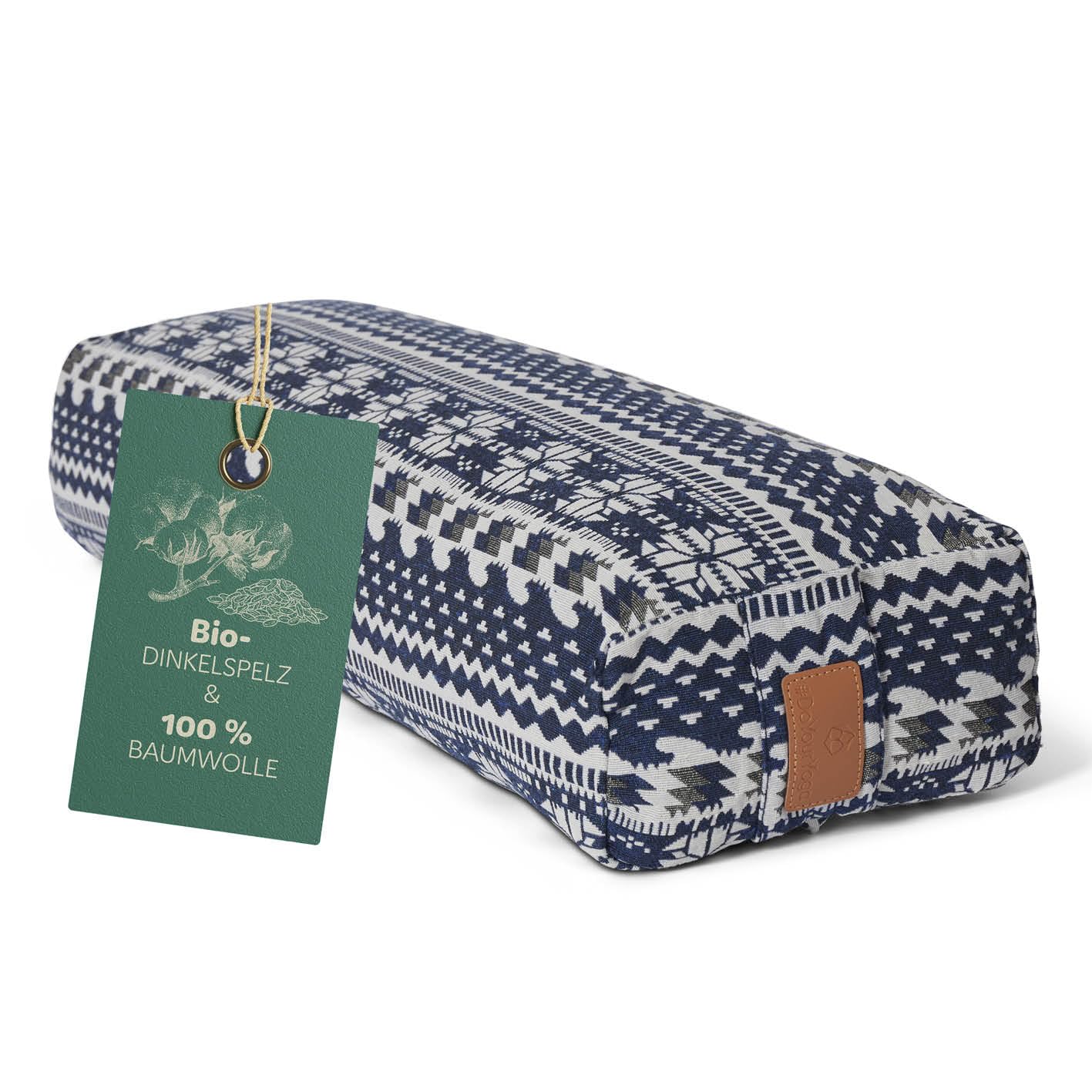 #DoYourYoga Yogabolster »Paravati« 67cm x 13cm | Gefüllt mit Bio-Dinkelspelz (KBA) oder Bio-Buchweizenschalen (KBA) | Yogakissen mit waschbarem Bezug | Sitzkissen & Zafukissen für Yin Yoga