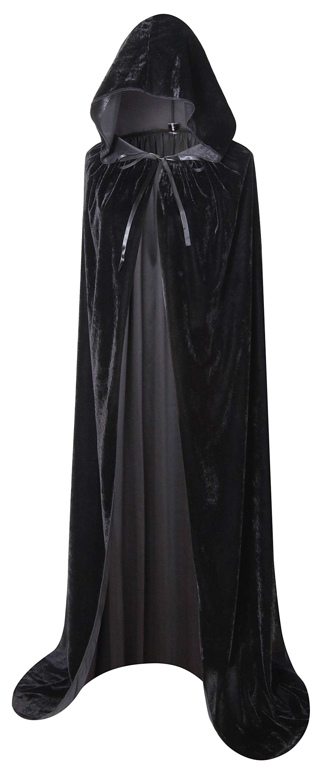 BIGXIAN Long Hooded Cloak Velvet Cape Witch Costume Halloween Costumes for Women Men