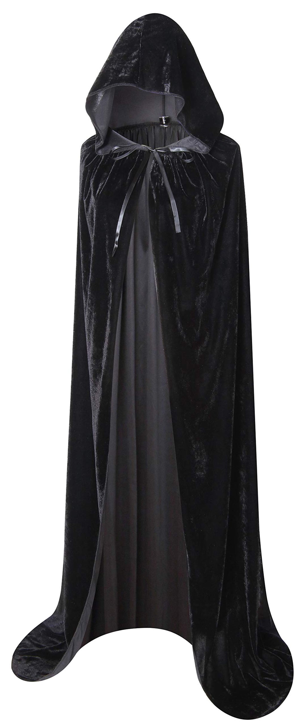BIGXIAN Long Hooded Cloak Velvet Cape Witch Costume Halloween Costumes for Women Men