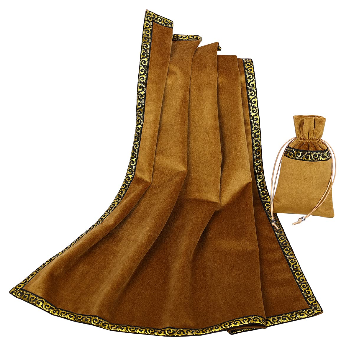 BLESSUME Altar Tarot Tablecloth Divination Wicca Velvet Cloth with Tarot Bag (Yellow 1), One Size
