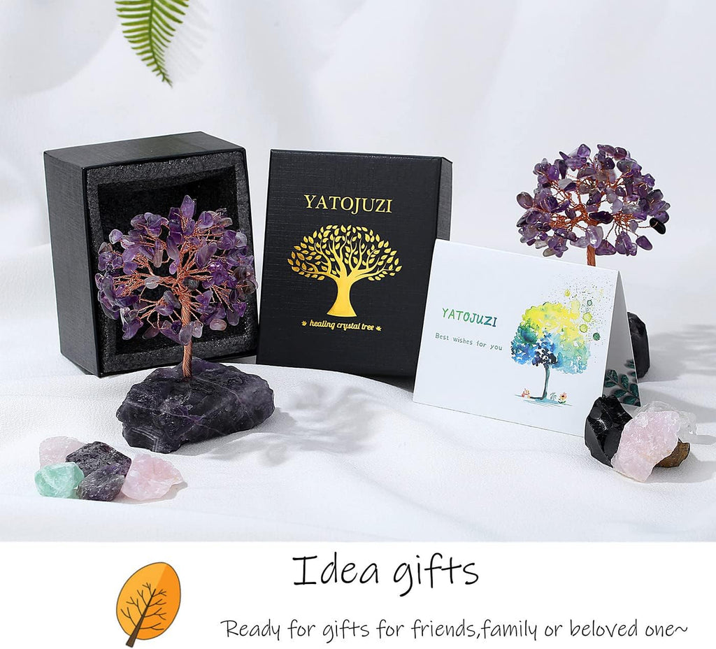 XIANNVXI Amethyst Crystal Tree Crystals Money Tree of Life Decoration Feng Shui Natural Gemstones Decorative Tree of Life Tumbled Stones Base Bonsai Tree Decorative Item Home Decor