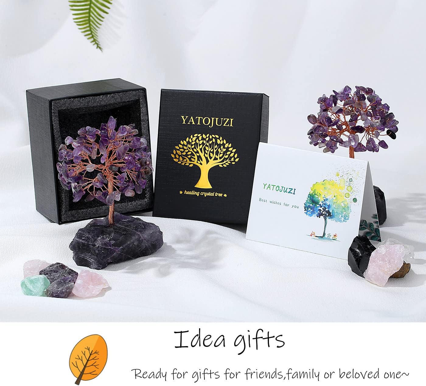 XIANNVXI Amethyst Crystal Tree Crystals Money Tree of Life Decoration Feng Shui Natural Gemstones Decorative Tree of Life Tumbled Stones Base Bonsai Tree Decorative Item Home Decor